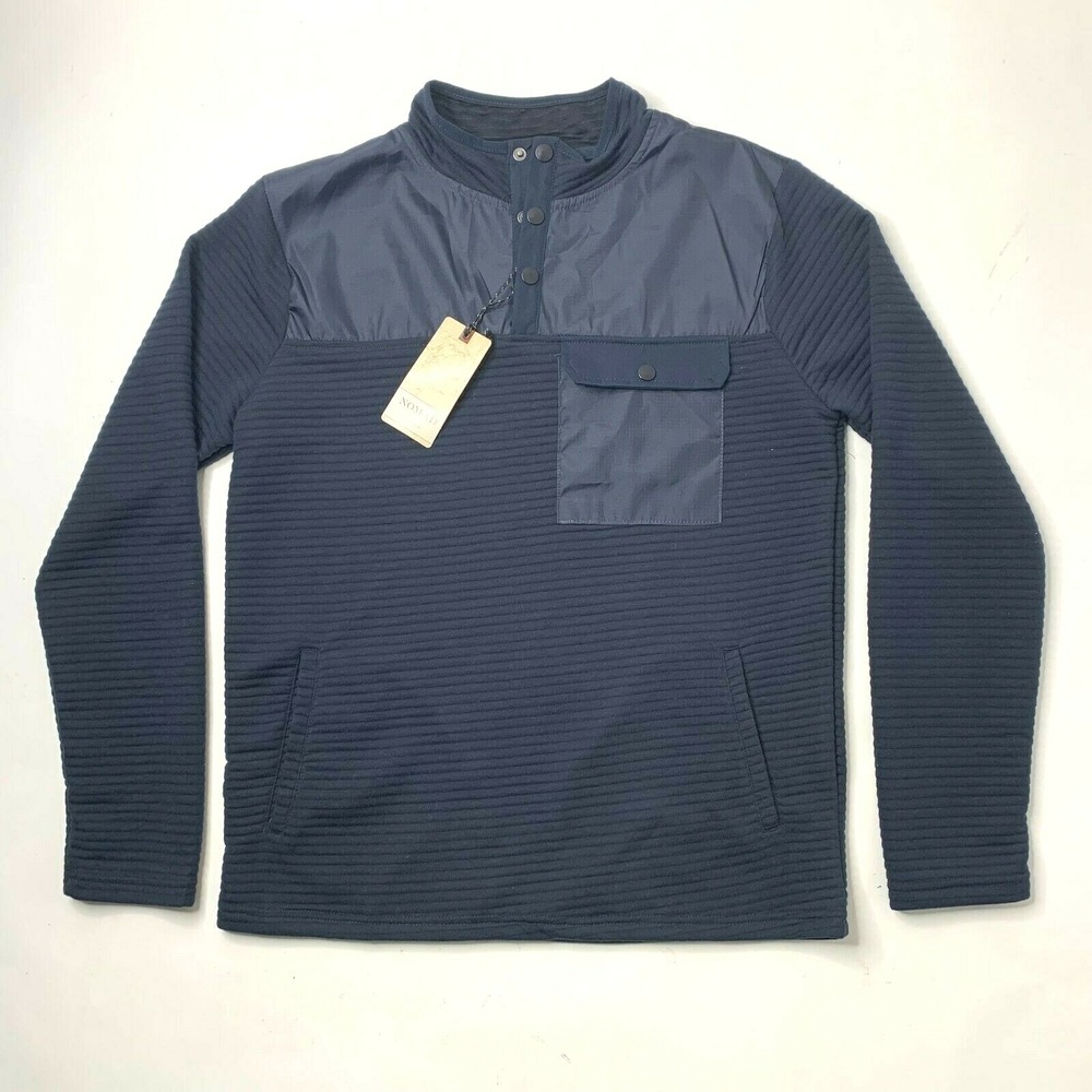 Nomad Mens Small Snap Button Ribbed Jacket Sweater Navy Blue NWT